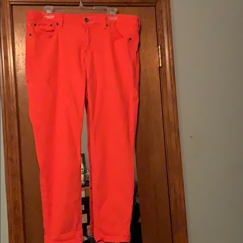 Orange skinny jeans